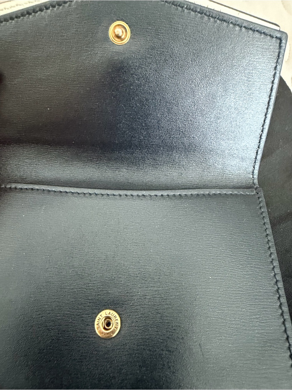 Rare YSL Sulpice multilayered Envelope Leather Wallet Black/Cream - Picture 5 of 12